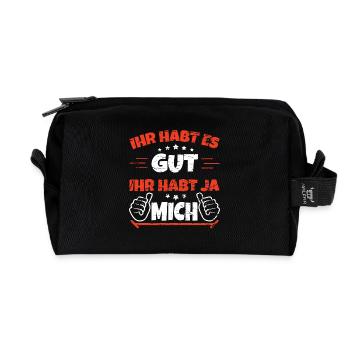 Tu as tout ce qu’il faut, tu t’amuses avec moi - Trousse de toilette en tissu recyclé - noir - Devant