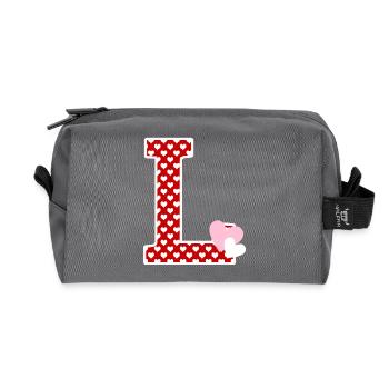 Letter l heart - Recycled Toiletry Zip Bag - anthracite - Front