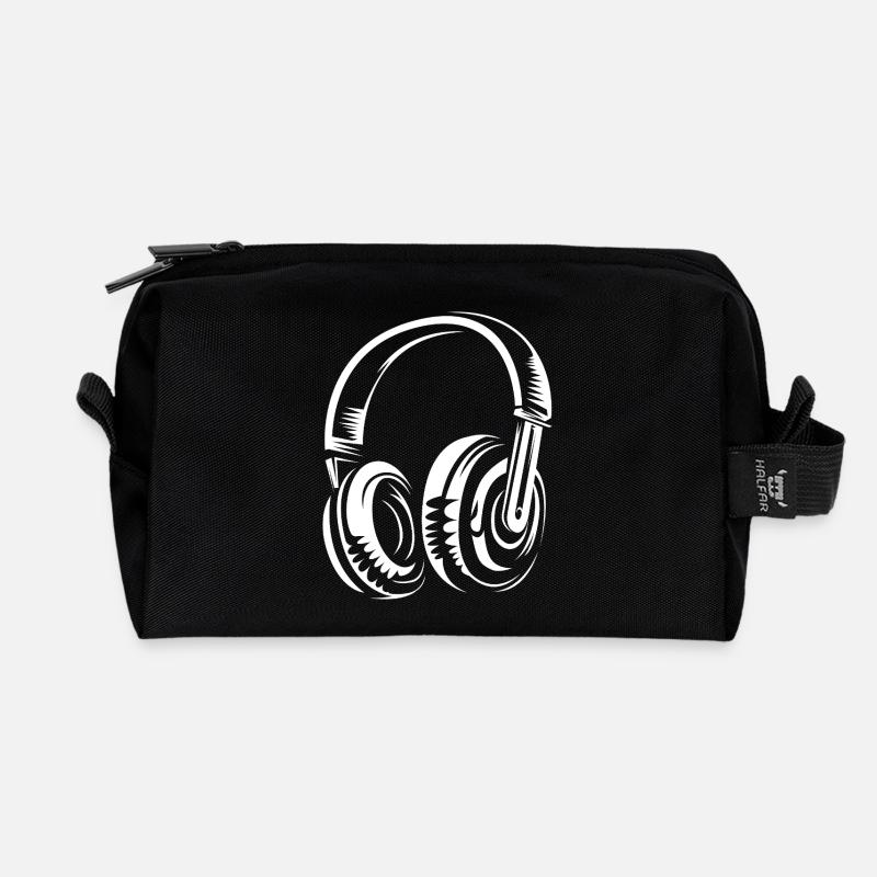 Kopfhörer Illustration - Musiker DJs und Beats - Recycelte Kulturtasche - Schwarz