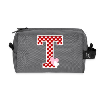 Lettre t cœur - Trousse de toilette en tissu recyclé - anthracite - Devant
