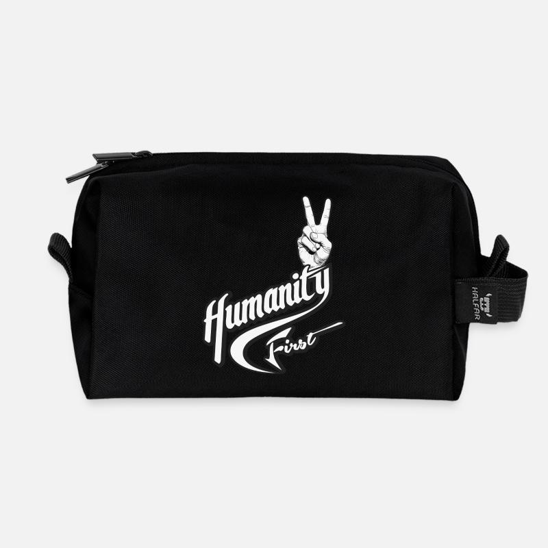 Humanity First | True Peace Symbol - Recycled Toiletry Zip Bag - black