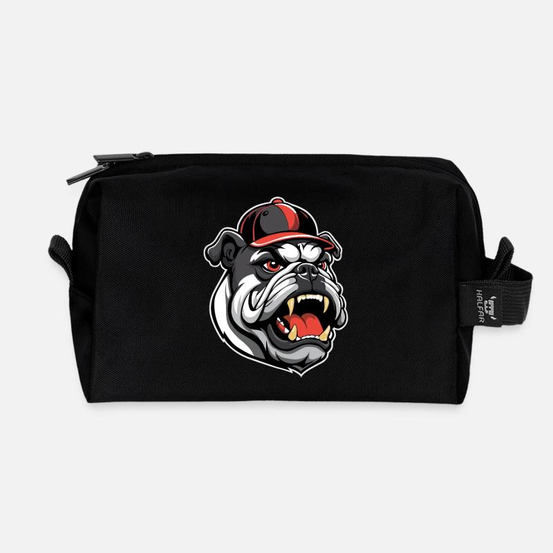BULLDOG WITH BASEBALL CAP - Recycled Toiletry Zip Bag - black