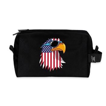 Eagle and American Flag - Recycled Toiletry Zip Bag - black - Front