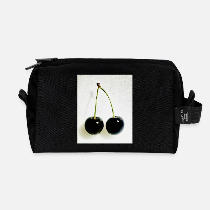 Kirsche - Recycelte Kulturtasche - Schwarz