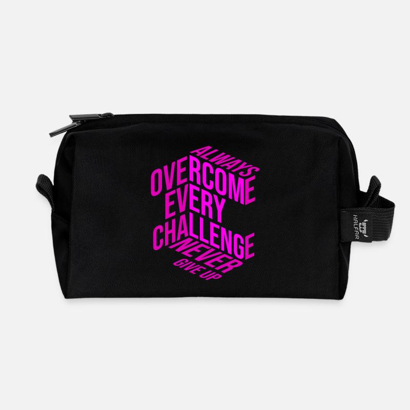 Never give up - Recycelte Kulturtasche - Schwarz