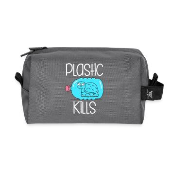 Plastic Kills - Recycled Toiletry Zip Bag - anthracite - Front