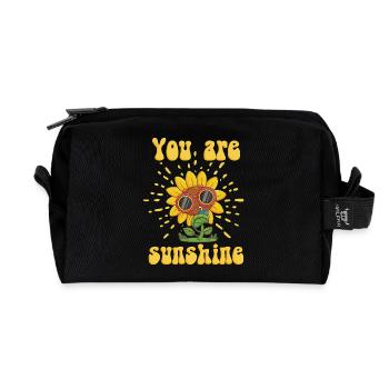 Radiant sunflower with sunglasses - Recycled Toiletry Zip Bag - black - Front