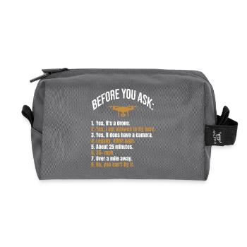 Before you ask Drone - Recycled Toiletry Zip Bag - anthracite - Front