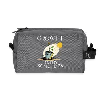 Growth metaphor with flower and sun - Recycled Toiletry Zip Bag - anthracite - Front