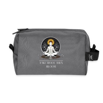 Motif de racines méditatives avec tournesol - Trousse de toilette en tissu recyclé - anthracite - Devant