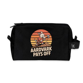 Aardvark Pays Off Ameisenbär Motivation Retro - Recycelte Kulturtasche - Schwarz - Vorne