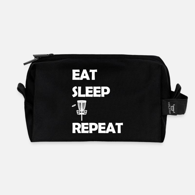 Eat Sleep Disc Golf Repeat Discgolf Trendsport - Recycelte Kulturtasche - Schwarz
