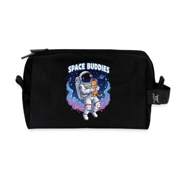 Space Buddies Cat Astronaut - Recycled Toiletry Zip Bag - black - Front