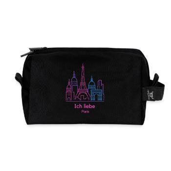 I love Paris neon skyline silhouette vibes - Recycled Toiletry Zip Bag - black - Front