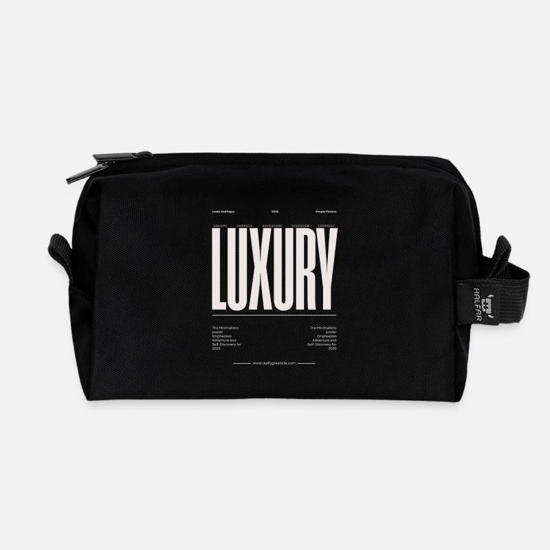 Luxury Uppercase Typography - Recycled Toiletry Zip Bag - black