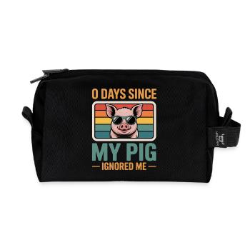 0 jours depuis que mon cochon m’a ignoré Éleveur de cochons Amoureux de l’élevage - Trousse de toilette en tissu recyclé - noir - Devant