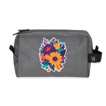 Bunter Blumenstrauß - Recycelte Kulturtasche - Anthrazit - Vorne