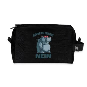 Bevor du Fragst Nein Hippo - Recycelte Kulturtasche - Schwarz - Vorne