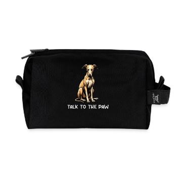 Talk to the Paw Whippet Greyhound Whippets - Recycled Toiletry Zip Bag - black - Front
