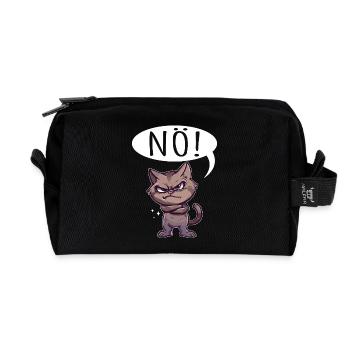 nope easy nope no no cat cat funny saying - Recycled Toiletry Zip Bag - black - Front