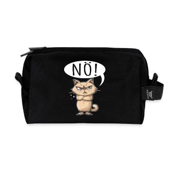 nope easy nope no no cat cat funny saying - Recycled Toiletry Zip Bag - black - Front