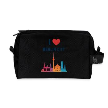 Ich liebe Berlin Skyline Silhouette Stadt  - Recycelte Kulturtasche - Schwarz - Vorne