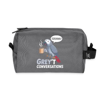 African Grey Parrot Bird Humor - Recycled Toiletry Zip Bag - anthracite - Front