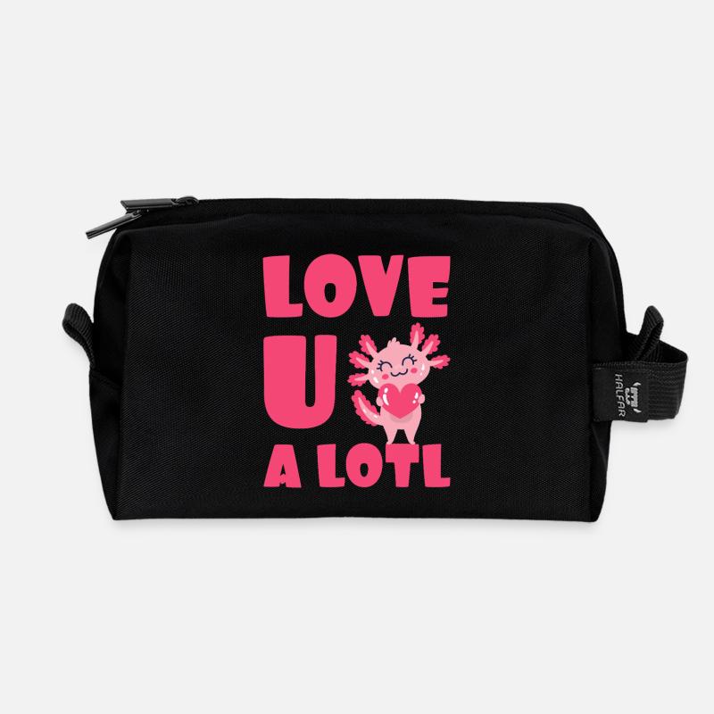 Love U A Lotl Axolotl Herz Liebe - Recycelte Kulturtasche - Schwarz