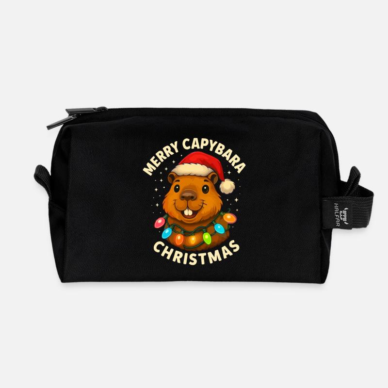 Capybara Weihnachten Weihnachtsmann Xmas - Recycelte Kulturtasche - Schwarz