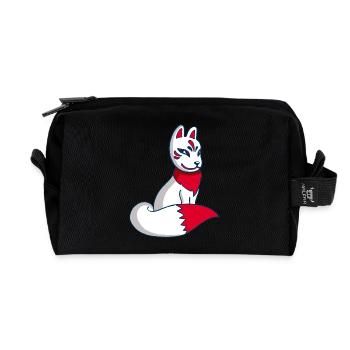White and Red Fox manga - Recycled Toiletry Zip Bag - black - Front