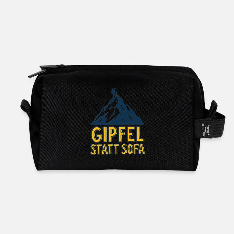 Gipfel statt Sofa - Recycelte Kulturtasche - Schwarz