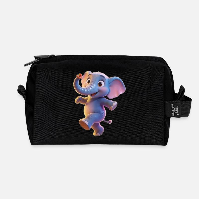 Neonfarben Elefanten-Tanzkind - Recycelte Kulturtasche - Schwarz