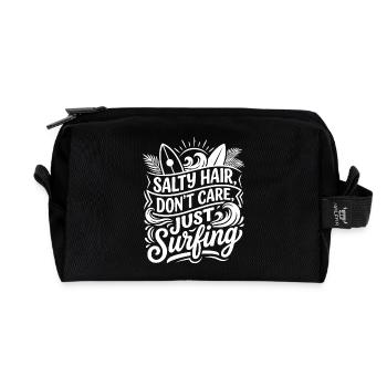 Salty Hair Just Surfing - Recycelte Kulturtasche - Schwarz - Vorne
