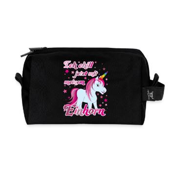 Ich chill jetzt mit meinem Einhorn, Lustig - Recycelte Kulturtasche - Schwarz - Vorne