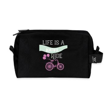 Life Is a Beautiful Ride Bicycle Graphic - Recycled Toiletry Zip Bag - black - Front