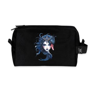 Blue Queen with Swan - Recycled Toiletry Zip Bag - black - Front
