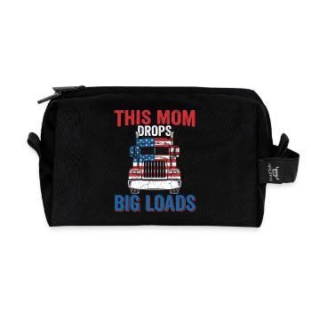 Trucker, conductrice de semi-remorque américaine maman - Trousse de toilette en tissu recyclé - noir - Devant
