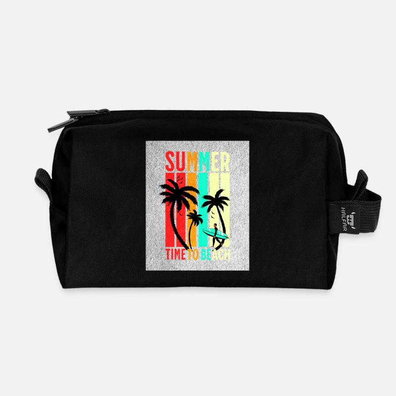 Summer Beach Stripes Surf - Recycled Toiletry Zip Bag - black