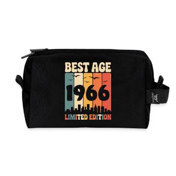 1966 Retro Birthday 1966 Vintage 1966 - Recycled Toiletry Zip Bag - black - Front