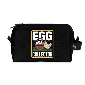 Collecteur d’œufs Poulet éleveur de poules - Trousse de toilette en tissu recyclé - noir - Devant
