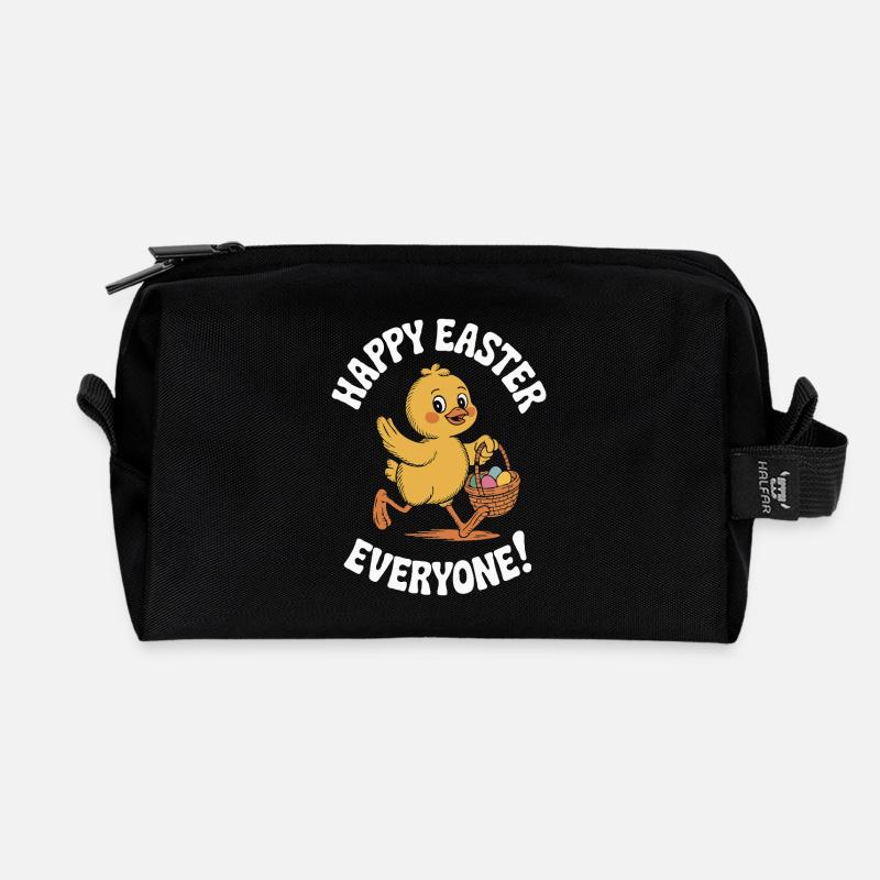 Happy Easter Everyone Frohe Ostern Vintage - Recycelte Kulturtasche - Schwarz
