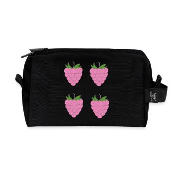 Raspberry Double Cluster Pattern - Recycled Toiletry Zip Bag - black - Front