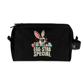 Eggsta Special Retro Bunny Easter - Recycled Toiletry Zip Bag - black - Front