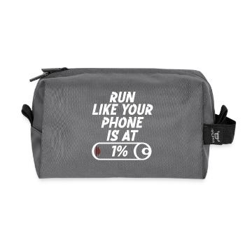 Run like your phone is at 1% - Recycled Toiletry Zip Bag - anthracite - Front