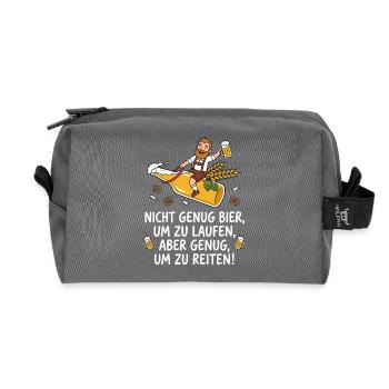Bier reiten Spruch lustig - Recycelte Kulturtasche - Anthrazit - Vorne