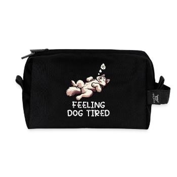 Feeling Dog Tired Husky Huskies Husky Owner - Recycled Toiletry Zip Bag - black - Front