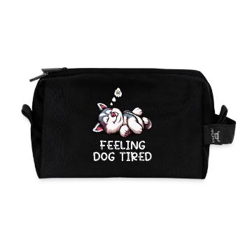 Feeling Dog Tired Husky Huskies Husky Owner - Recycled Toiletry Zip Bag - black - Front