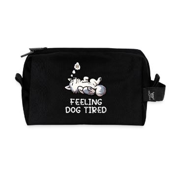 Feeling Dog Tired Husky Huskies Husky Owner - Recycled Toiletry Zip Bag - black - Front