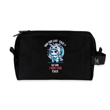 Grumpy Unicorn – I Don't Care Face - Trousse de toilette en tissu recyclé - noir - Devant