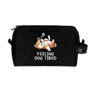Feeling Dog Tired Akita AkitaOwner Akitas - Recycled Toiletry Zip Bag - black - Front